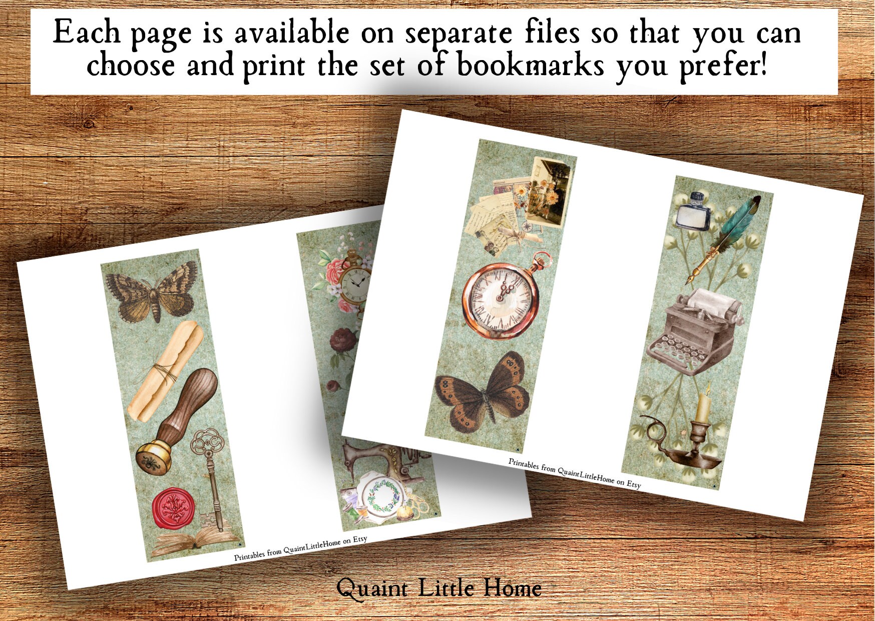 PRINTABLE Vintage Bookmarks Set of 4 High Quality A4 PDF Digital ...