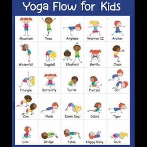 Kids Yoga Printable Classroom Poster, Yoga Poses for Kids, Yoga