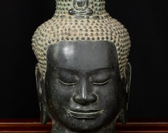 骨董　アンティーク　クメール　仏頭　ブッダ　Buddha head 仏像　石仏 骨董 アンティーク クメール 仏頭 ブッダ Buddha head 仏像 石仏