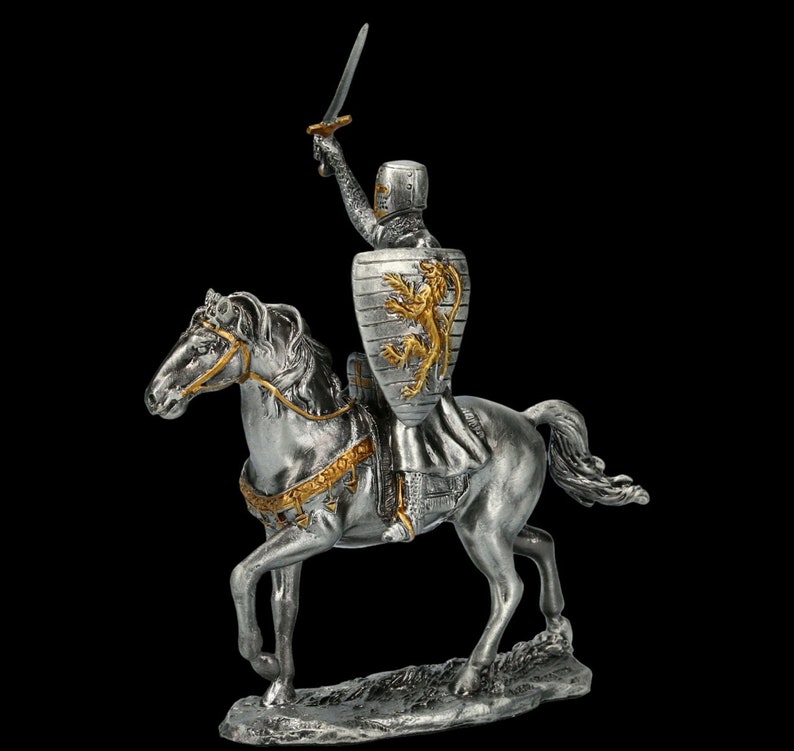 Pewter Knight With Horse and Sword A Timeless Emblem of Chivalry Etsy
