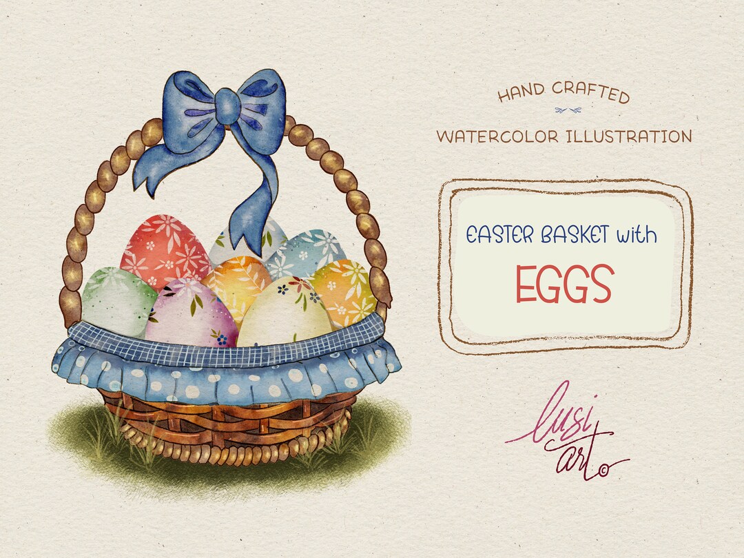 Easter Basket | Watercolor Clipart | Hand Painted | Woven Basket ...