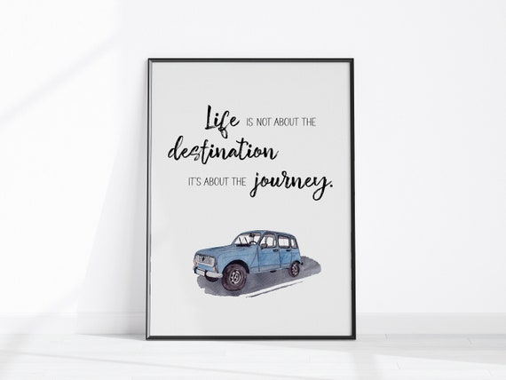 Blue Renault Classic Car Motivational Quote Watercolor - Etsy