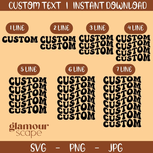 Custom Wavy Text Svg, Custom wavy letters svg, custom wavy font svg, custom wavy stacked svg, custom wavy font, custom wavy retro svg, png