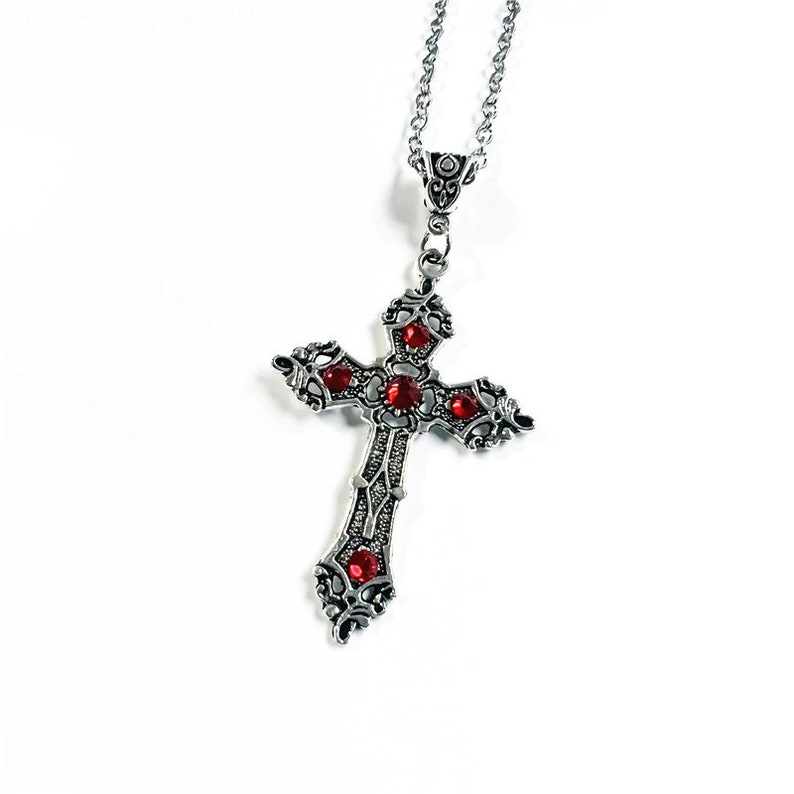 Baroque Gothic Cross Necklace Gothic Jewelry Silver Cross Etsy