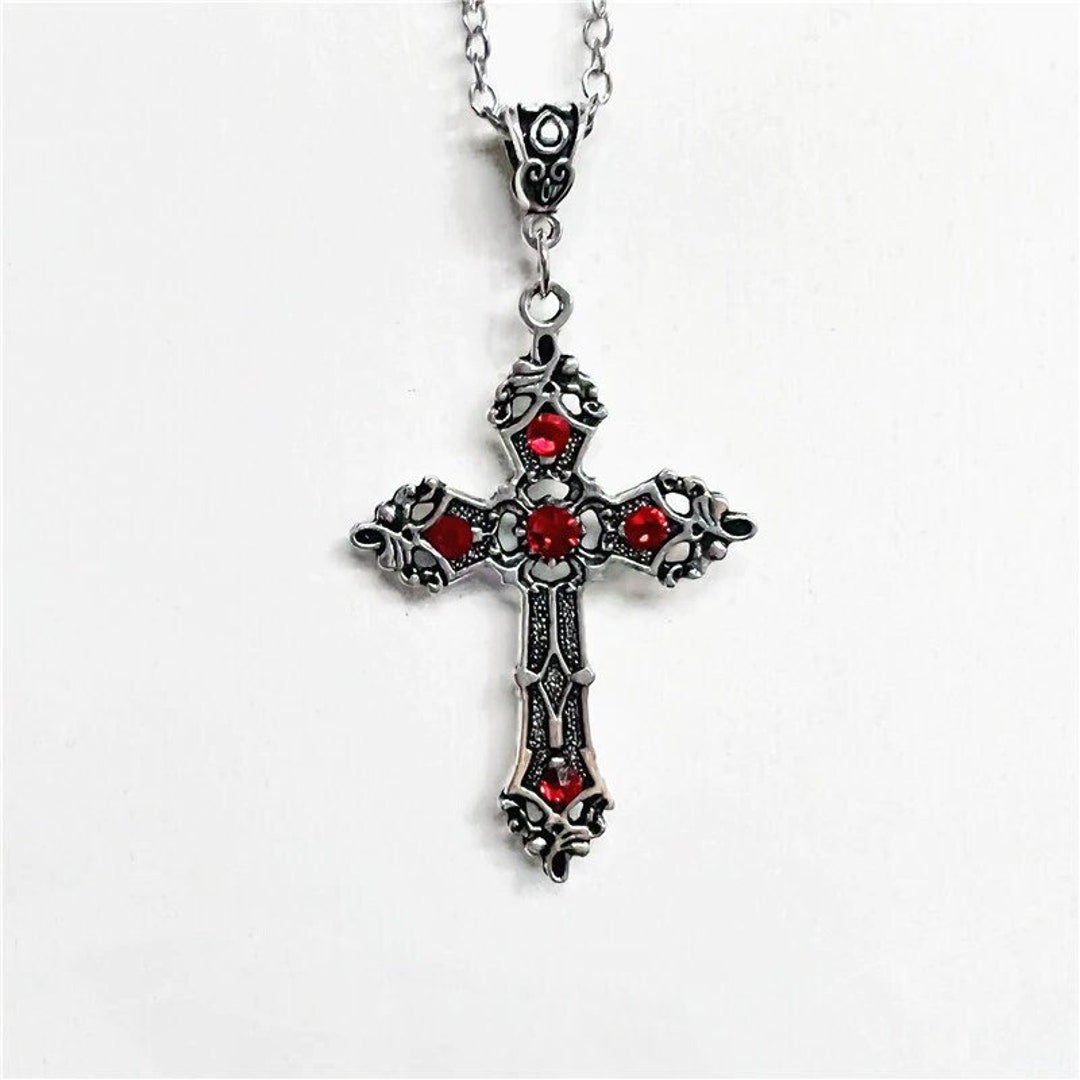 Baroque Gothic Cross Necklace, Gothic Jewelry, Silver Cross Necklace, Cross Pendant, Necklace
