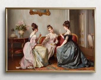 Vintage Women Print | Victorian Women | Antique Painting | Vintage Wall Art | Regency Wall Decor | Downloadable Print | Printable Art