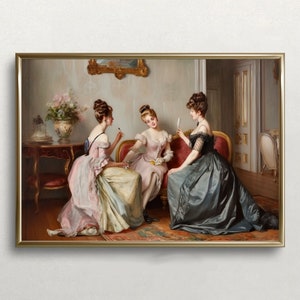 Impressão feminina vintage | Mulheres vitorianas | Pintura Antiga | Arte de parede vintage | Decoração de parede regência | Impressão para download | Arte para impressão