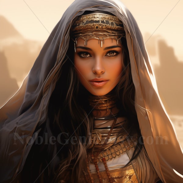 Arabian Princess | Middle Eastern Royalty | Beautiful Woman | Digital Download | AI Art Print Printable Poster Image stock photo PNG