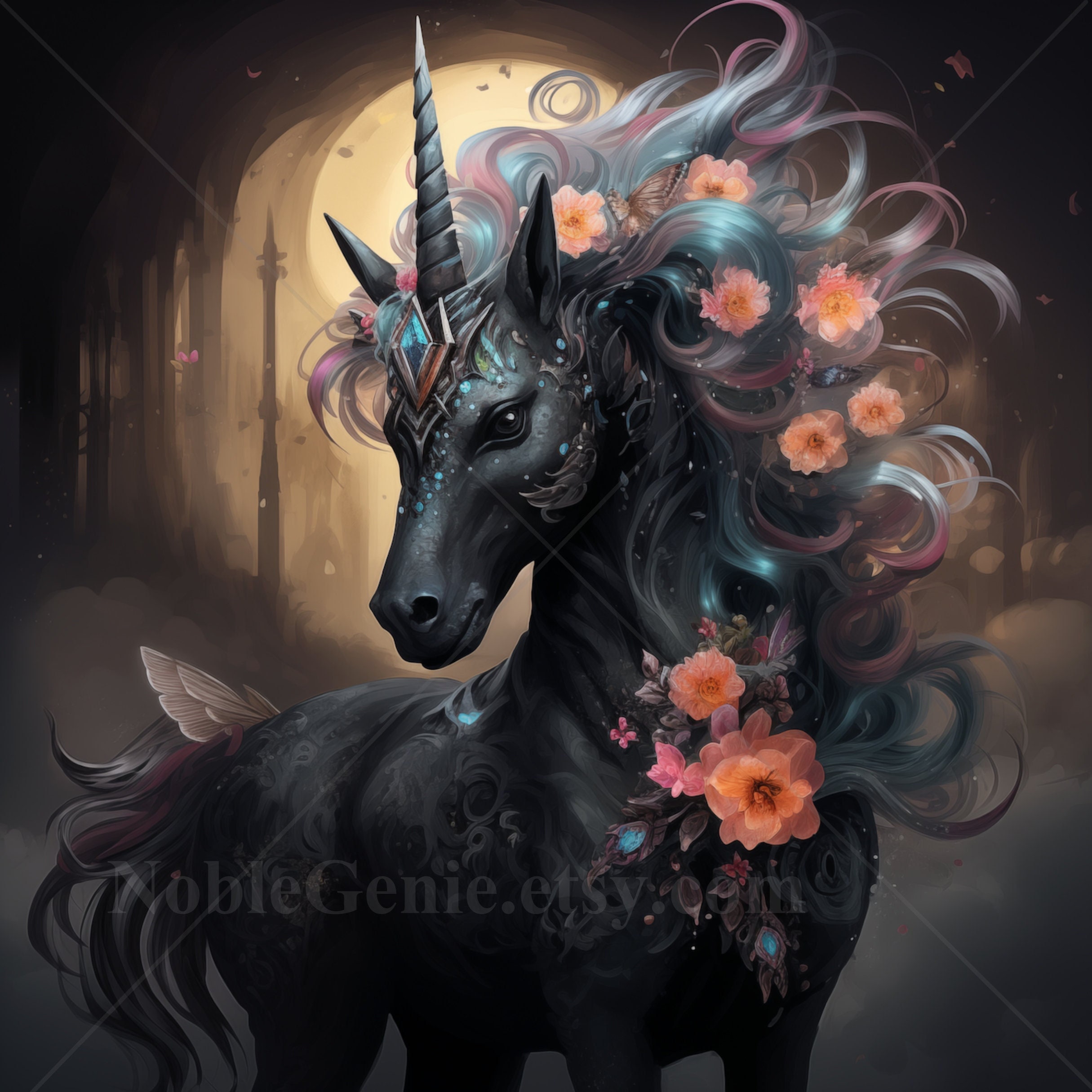 Gothic Unicorn | Fantasy Art | Black Horse | Magical Unicorn ...