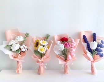 Bouquet de fleurs au crochet | Promotions Fête des Mères | Cadeau d'anniversaire | Fleurs au crochet | ornement floral | Décoration de table | Cadeaux pour elle