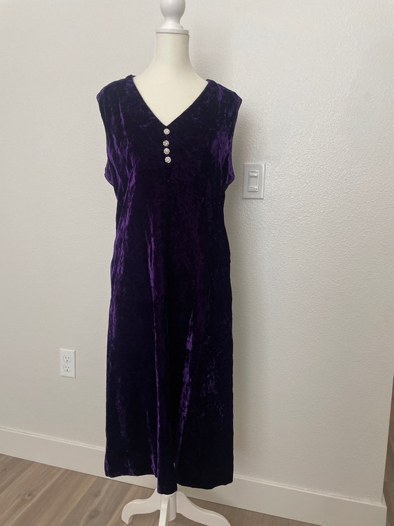 1960s Purple Velvet Midi Formal Dress