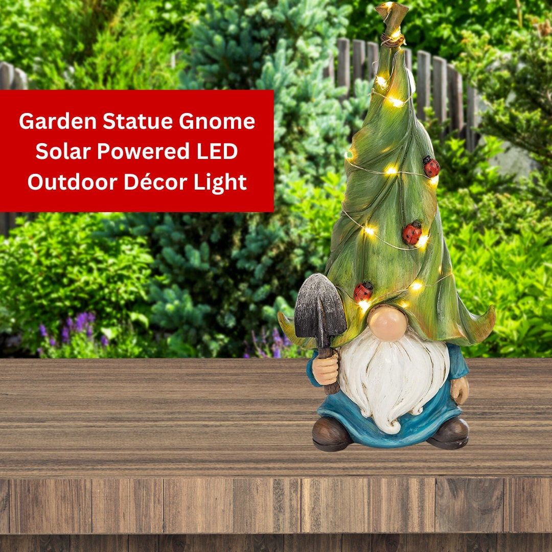 TERESA'S COLLECTIONS Flocked Garden Gnome Statue, Outdoor Resin Statues
