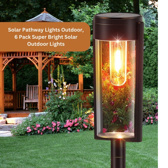 Solar Pathway Lights Outdoor 6 Pack Super Bright Solar - Etsy