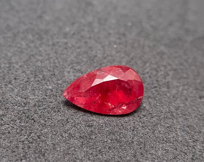 Rich Red 3.25 Ct Rhodonite, Rare Transparent, Faceted Mineral, Pear Cut ...