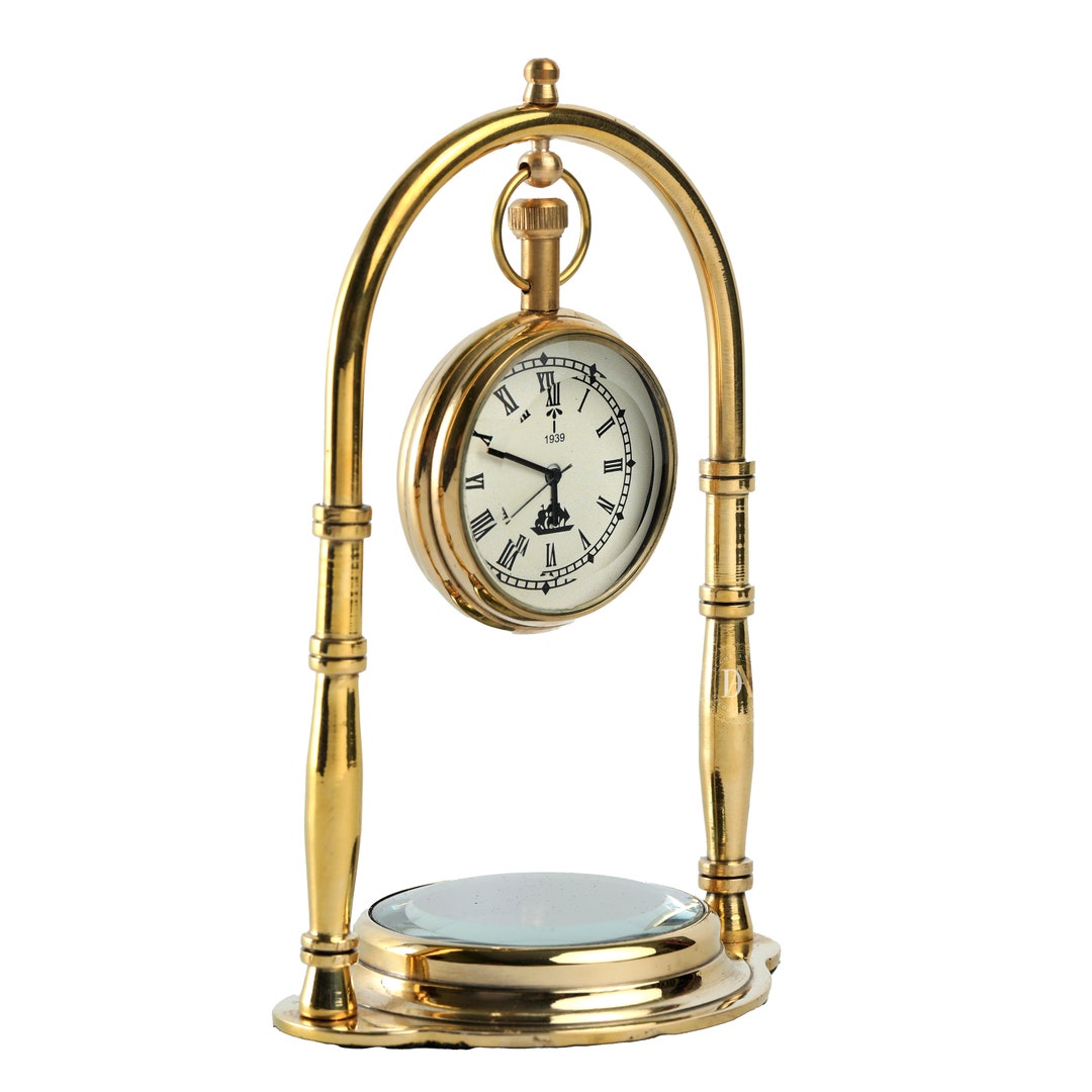 Decorative Vintage Brass Table Decor Hanging Clock With Etsy