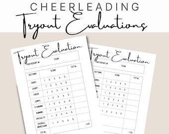 Cheerleading Tryout Evaluations/Cheer evaluation sheets/evaluation printables/pdf cheer evaluations