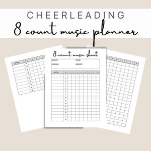 8-count cheer music sheet/choreography sheet/8-count music tracker/8-count planner/cheer music planner