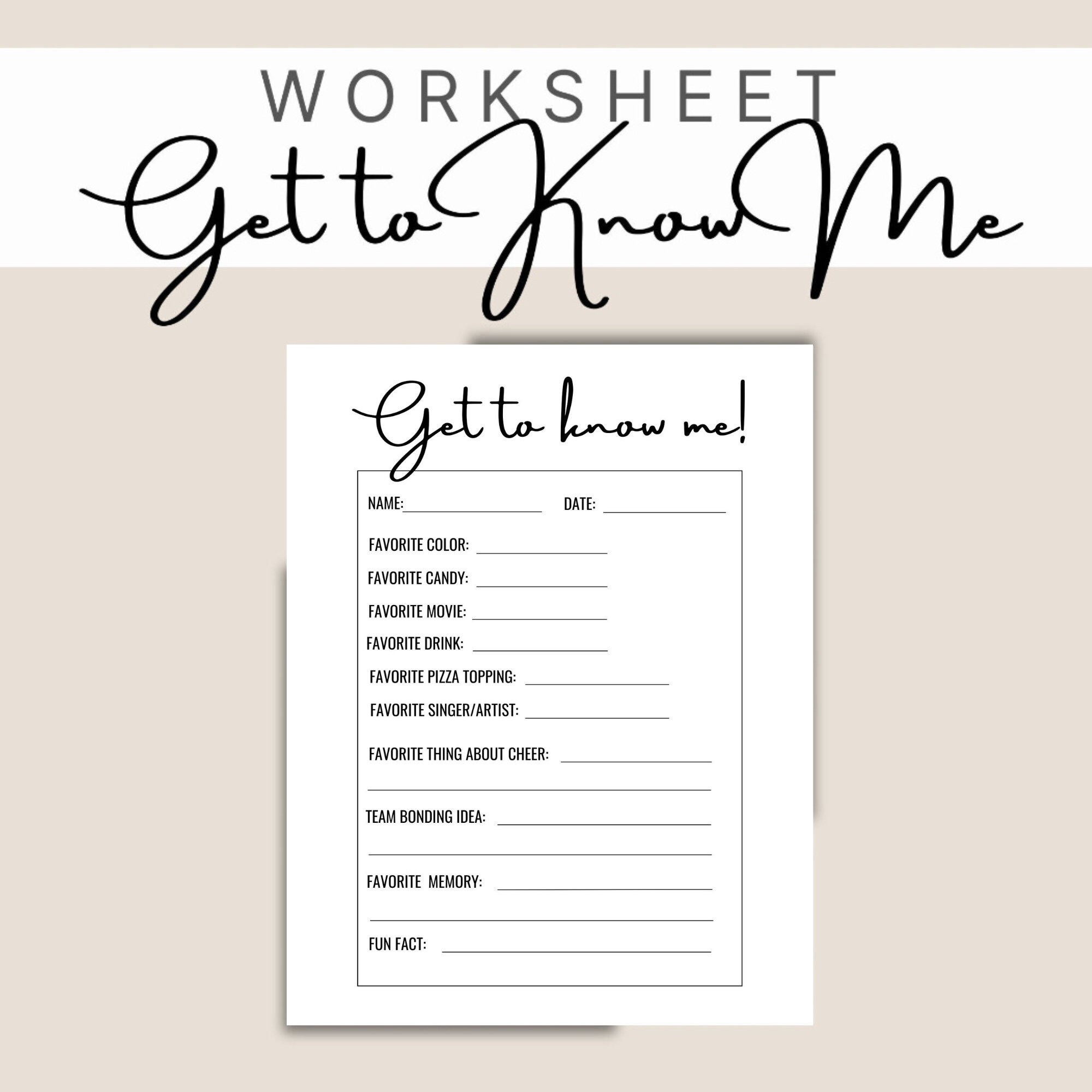 Get to Know Me Worksheet/ Ice Breaker Printable/ - Etsy