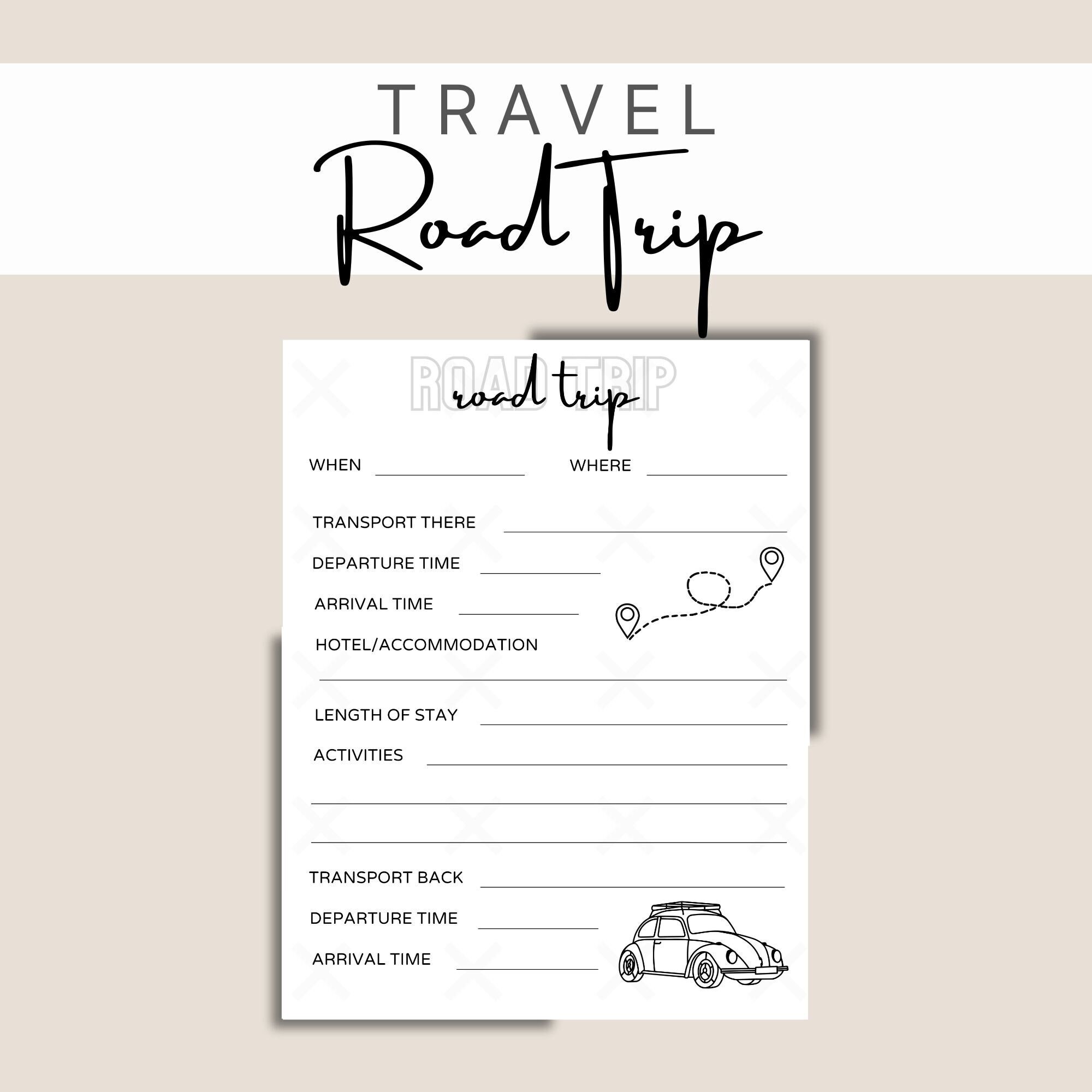 Road Trip Plan Printable/Road trip announcement/Trip plan announcement/Vacation gift/Road trip activities