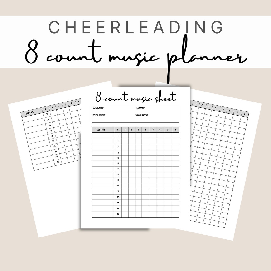 8count Cheer Music Sheet/choreography Sheet/8count Music Tracker/8count Planner/cheer Music