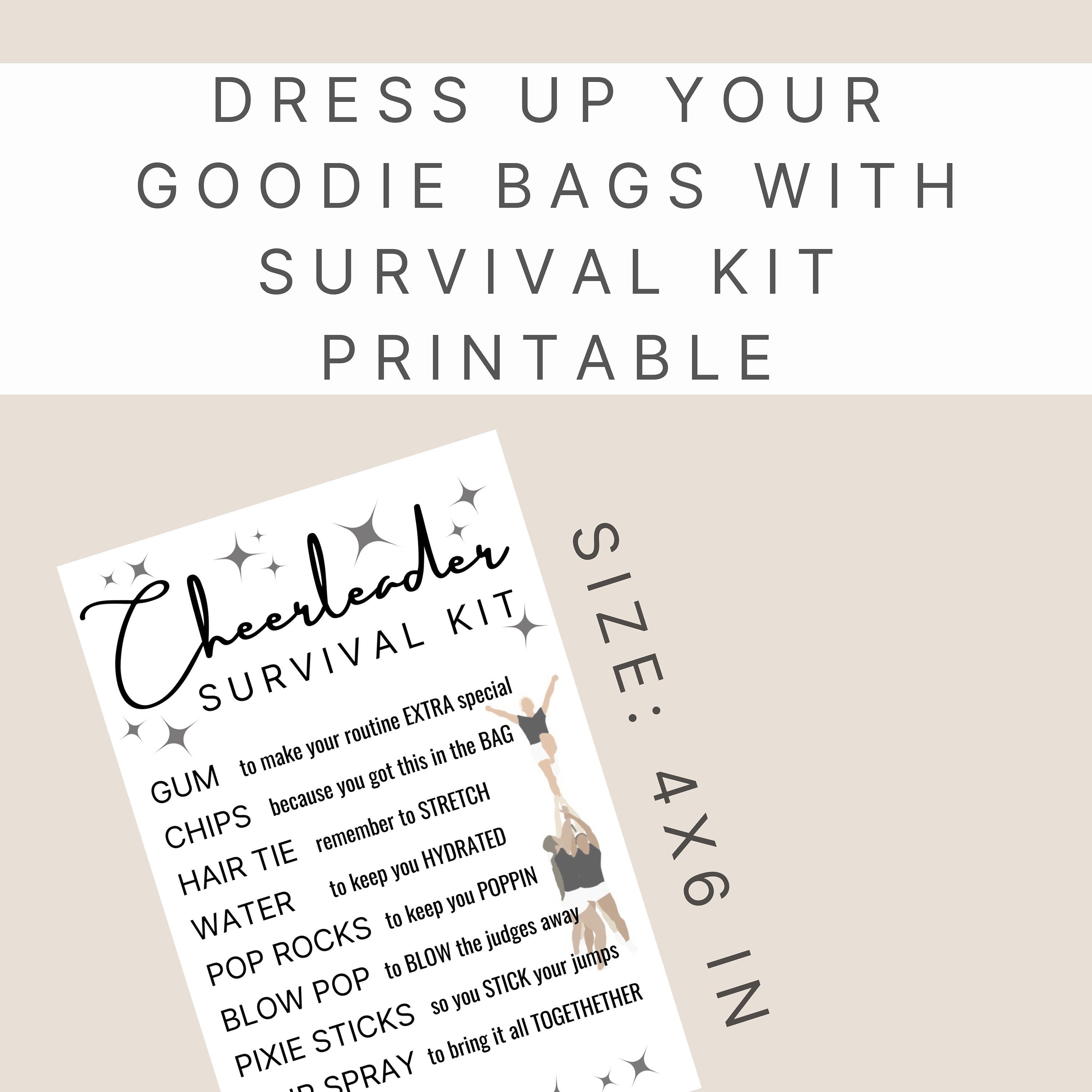 Cheerleading Survival Kit Printable, Cheerleader Goodie Bags ...