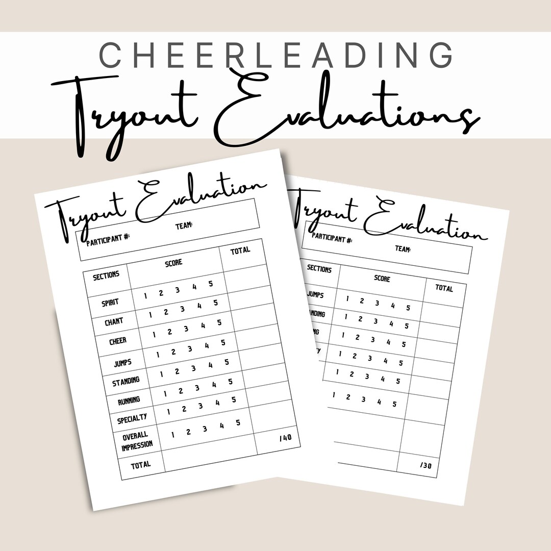 Cheerleading Tryout Evaluations cheer Evaluation Sheets evaluation