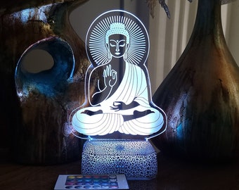 LED-Nachtlicht mit Gravur Buddha: Meditations-Dekor, Entspannungslicht