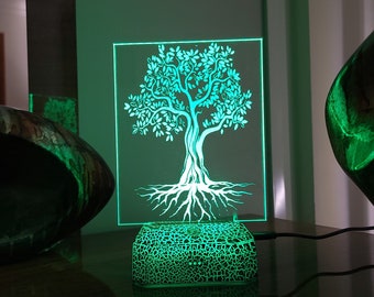 Tree of Life led-nachtlampje: gegraveerd bedlampje, cadeau moeder