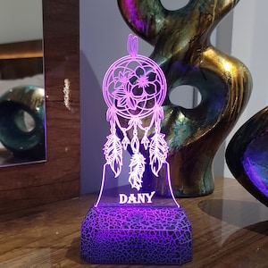 Dreamcatcher Custom Night Light, Kids Room Decor, Dreamcatcher bedside lamp, Nursery Decor, Name Light