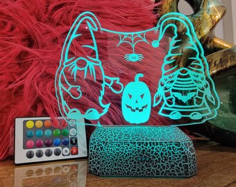 Halloween Gnomes Night Light: Pumpkin Decor, Color Changing LED