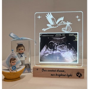 Custom Ultrasound Lamp, Gift for Mom to Be, Pregnancy Keepsake Lamp, LED Light with Wooden Base, Unique Pregnancy Keep, Baby Ultrasound