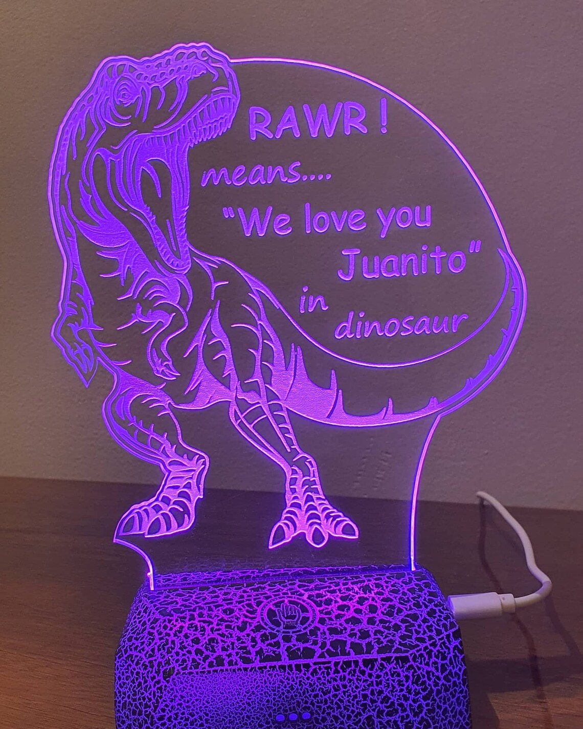 Dino Night Lights Trex Lamp for Him Custom Night Light Etsy
