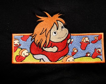 Anime Inspired, Embroidered Sweater, Embroidered Anime , Ghibli Sweater, Ponyo, Unisex Sweater