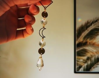 El Atrapasueños - mini atrapasol con luna y cristales de arcoíris para colgar en la ventana con efecto arcoíris, arcoíris danzantes