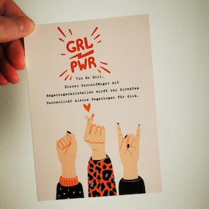 Postkarte passend zum Suncatcher - Geschenkkarte Girl Power , Ideale Ergänzung zum Sonnenfänger, Geschenk, Grusskarte