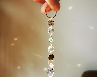 El Atrapasueños mini - Atrapasueños con cristal arcoíris, decoración de ojos, recuerdo de fiesta, recuerdo, regalo de inauguración de la casa, idea de regalo