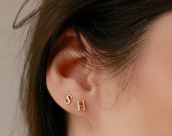 Personalized Gold Earrings, Initial Earrings, Letter Earrings, Tiny Initial Earrings, Minimalist Silver Earrings, Handmade Gifts for Her