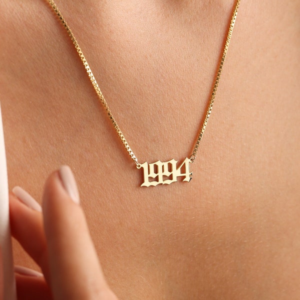 Personalized Birth Year Necklace, Custom Number Necklace, Birthday Gift, Personalized Gift, Handmade Jewelry, Anniversary Gift for Her