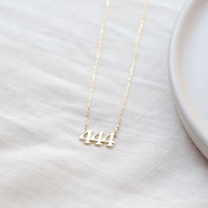 14K Solid Gold Necklace, Angel Number Necklace, Custom Number Necklace, Birth Year Necklace, Date Necklace, Gift for Her, Christmas Gifts