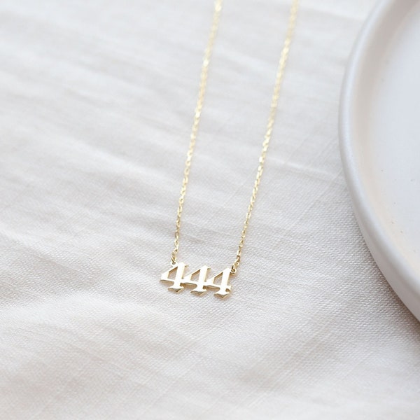 14K Solid Gold Necklace, Angel Number Necklace, Custom Number Necklace, Birth Year Necklace, Date Necklace, Gift for Her, Christmas Gifts