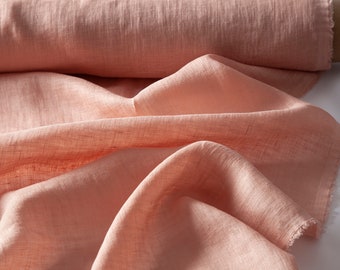 Linen fabric gauze pink, Pure sheer thin cheesecloth fabric, Fabric by the yard or meter