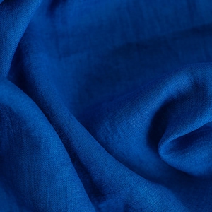 Royal blue linen fabric, Washed softened flax fabrics, Fabric by the yard or meter