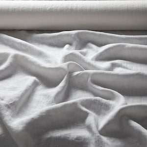 Linen fabric milk white, Fabric by the yard or meter, Off white washed softened flax fabric