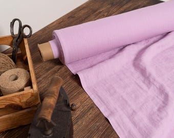 Linen fabric lilac pink, OEKO TEX - 100 certificate flax fabrics, Fabric by the yard or meter