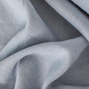 Baby blue linen fabric, Washed softened flax fabrics, Fabric by the yard or meter
