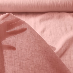 Linen fabric gauze soft pink, Pure sheer thin cheesecloth fabric, Fabric by the yard or meter