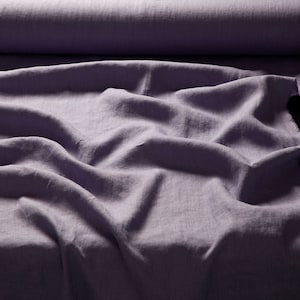 Linen fabric lavender purple, Washed softened flax fabrics, Fabric by the yard or meter