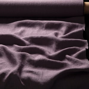 Linen fabric mauve purple, Organic flax fabrics, Fabric by the yard or meter