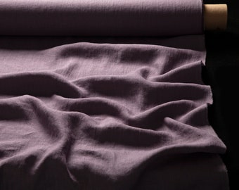 Linen fabric mauve purple, Organic flax fabrics, Fabric by the yard or meter