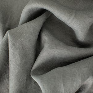 Greenish gray linen fabric, Washed softened linen fabric Fabric by the yard or meter